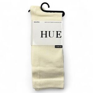 Hue Womens Nylon Dress Socks OSFM Ivory Cream Luster Flat Knit Socks NWT